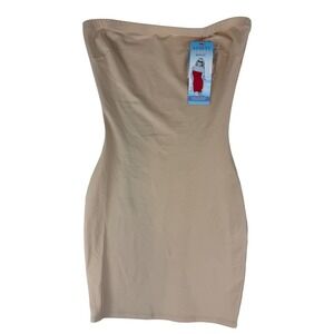 Assets Red Hot Label by Spanx Full Slip Womens L Nude Strapless Sleek Slimmers